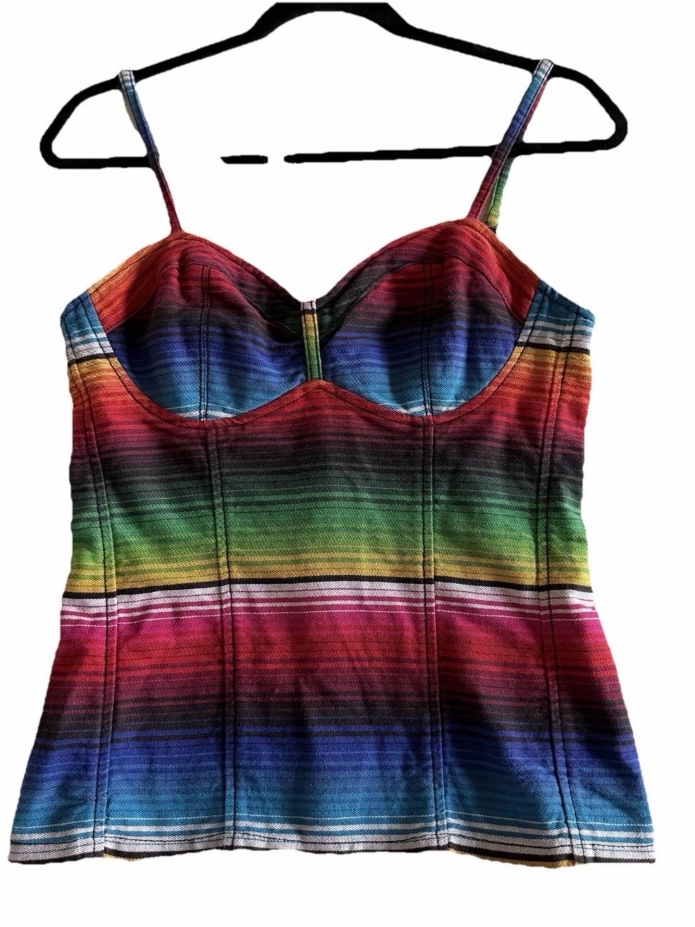 Royal Bones Cami Tank Top Womens M Multicolor Rainbow Stripe Zip Festival NWT